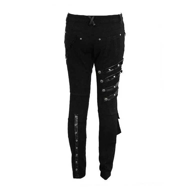 Men's Punk Lacing Straps Straight-leg Pants