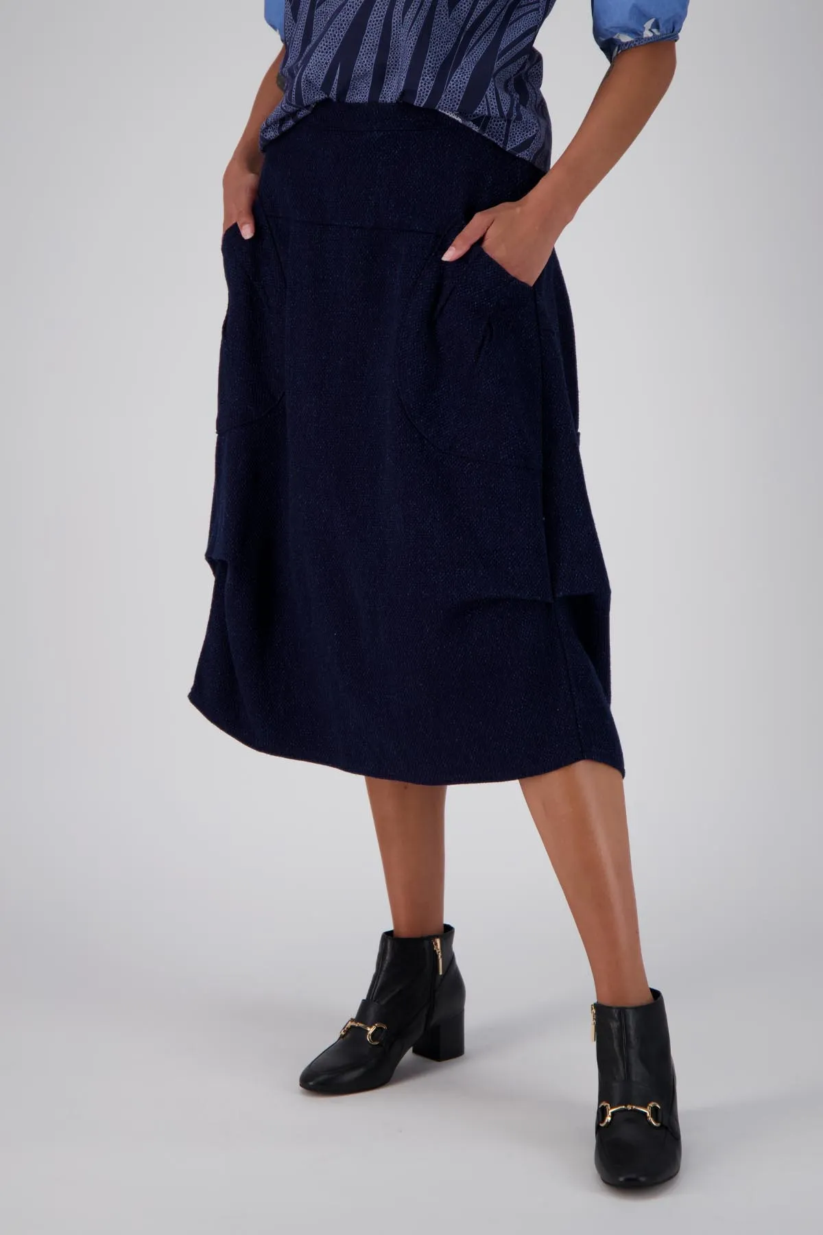 Milwaukee Foundry Skirt Indigo Blue in Textured Cotton