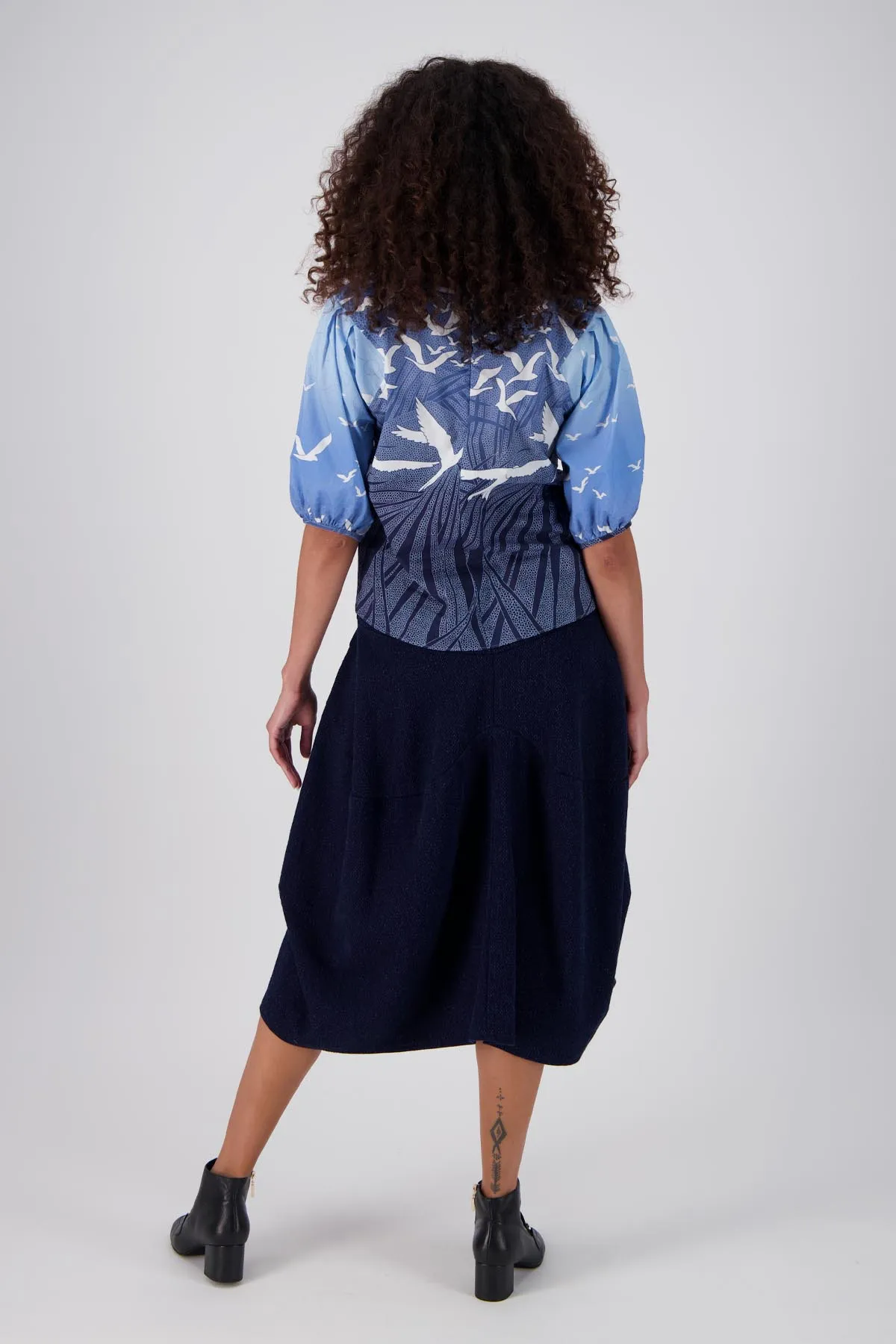 Milwaukee Foundry Skirt Indigo Blue in Textured Cotton