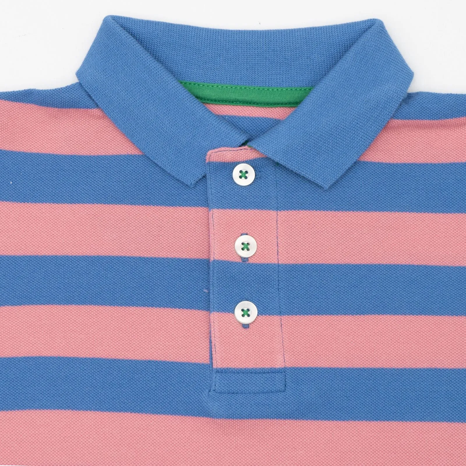 Mini Boden Boys Blue Striped Casual Short Sleeve Polo Shirts