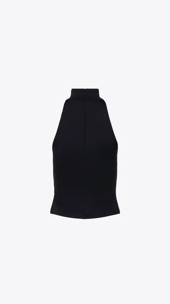 Mock Neck Sleeveless Top - Black