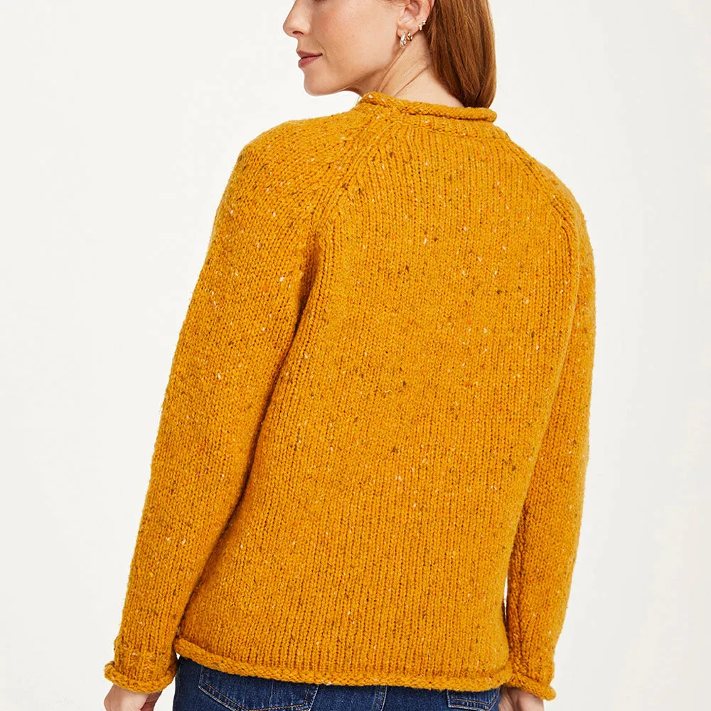 Mustard Donegal Wool Crew Neck Sweater