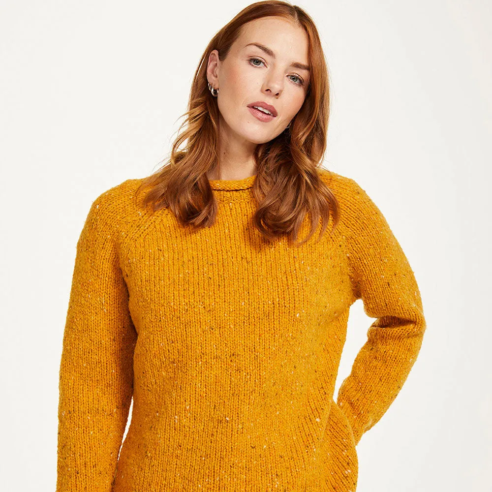 Mustard Donegal Wool Crew Neck Sweater