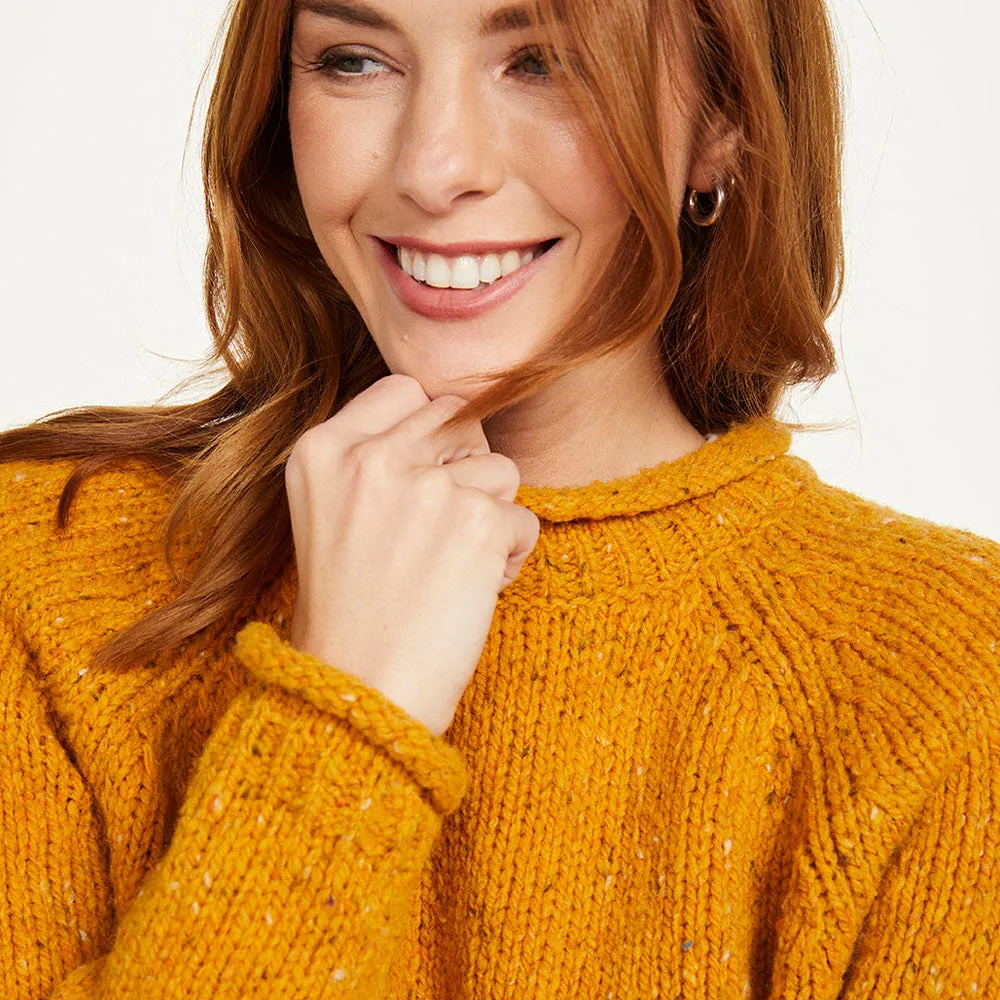 Mustard Donegal Wool Crew Neck Sweater