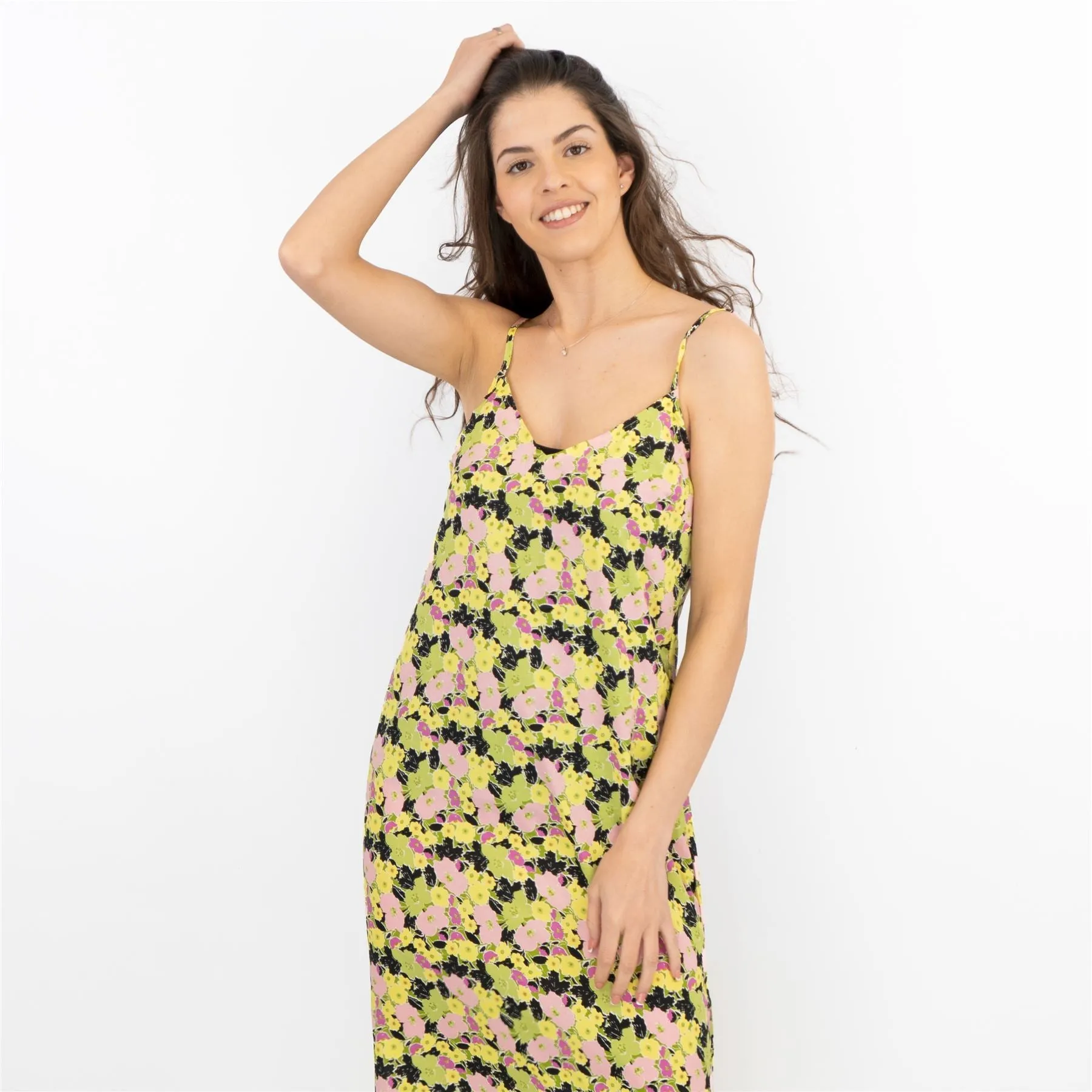 Next Floral Green Sleeveless Spaghetti Strap Midi Sun Dress