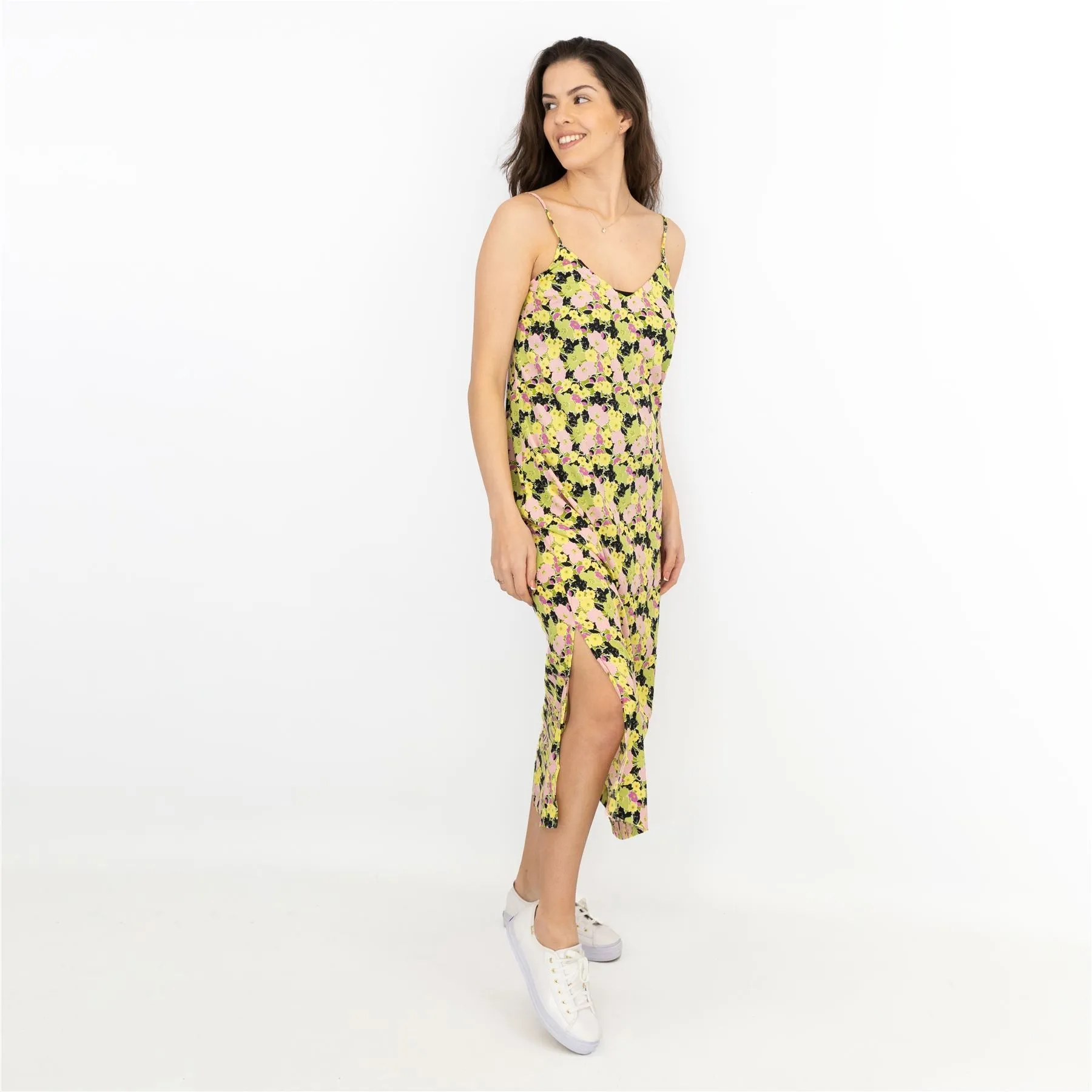 Next Floral Green Sleeveless Spaghetti Strap Midi Sun Dress