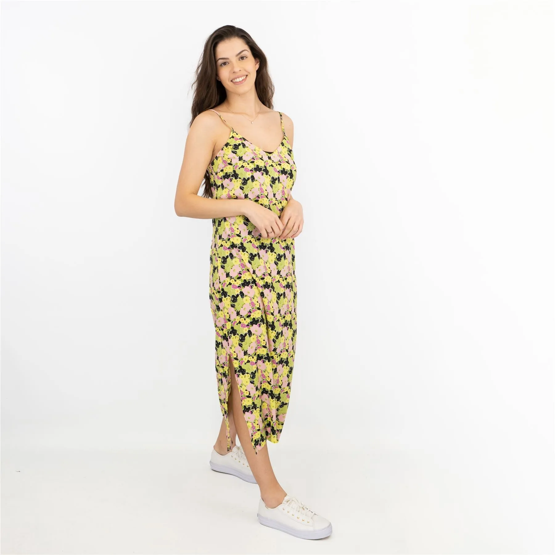 Next Floral Green Sleeveless Spaghetti Strap Midi Sun Dress