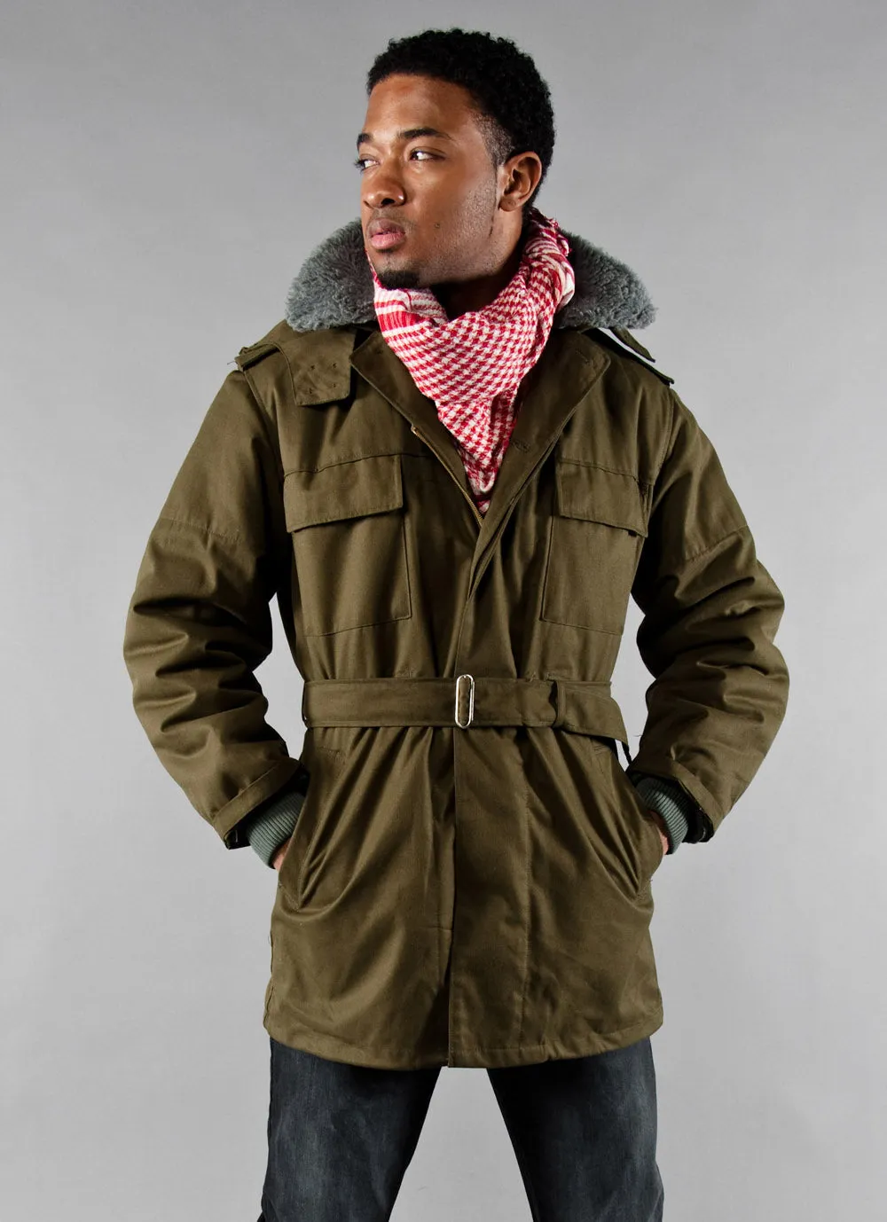 Olive Drab Hooded Parka w/Belt