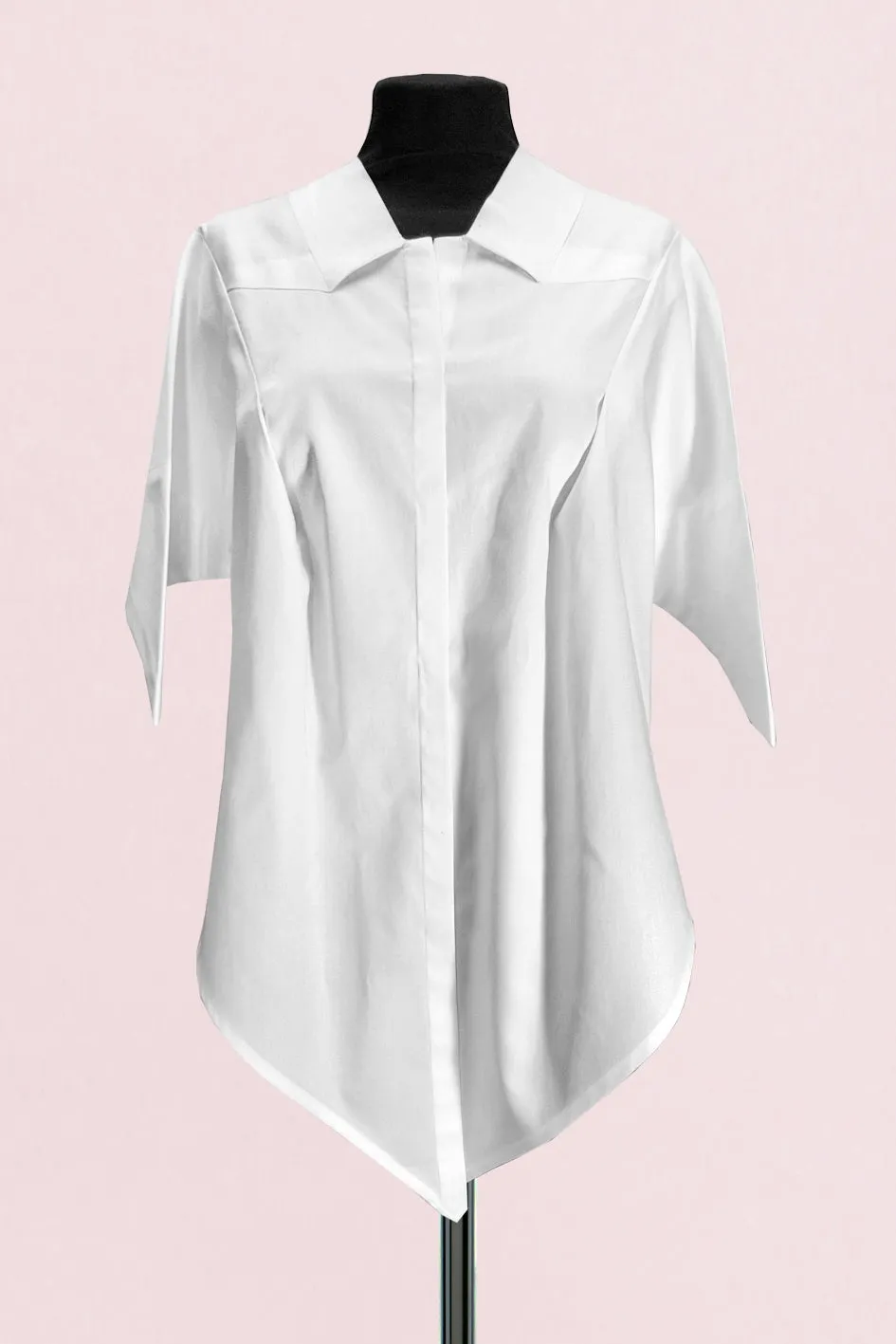 Origami Short Sleeves Classic Cotton Shirt / White