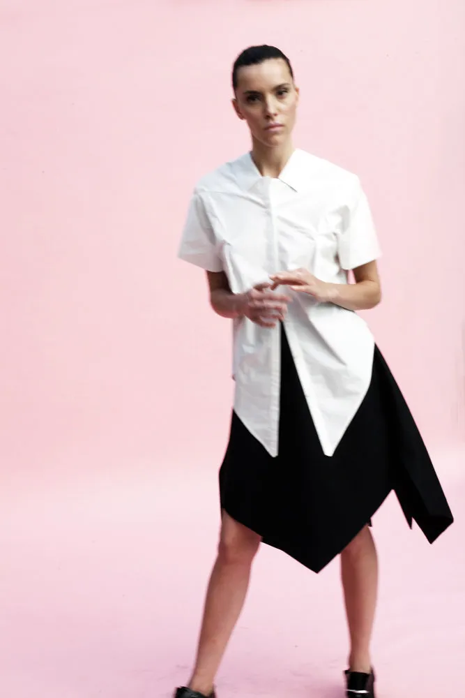 Origami Short Sleeves Classic Cotton Shirt / White