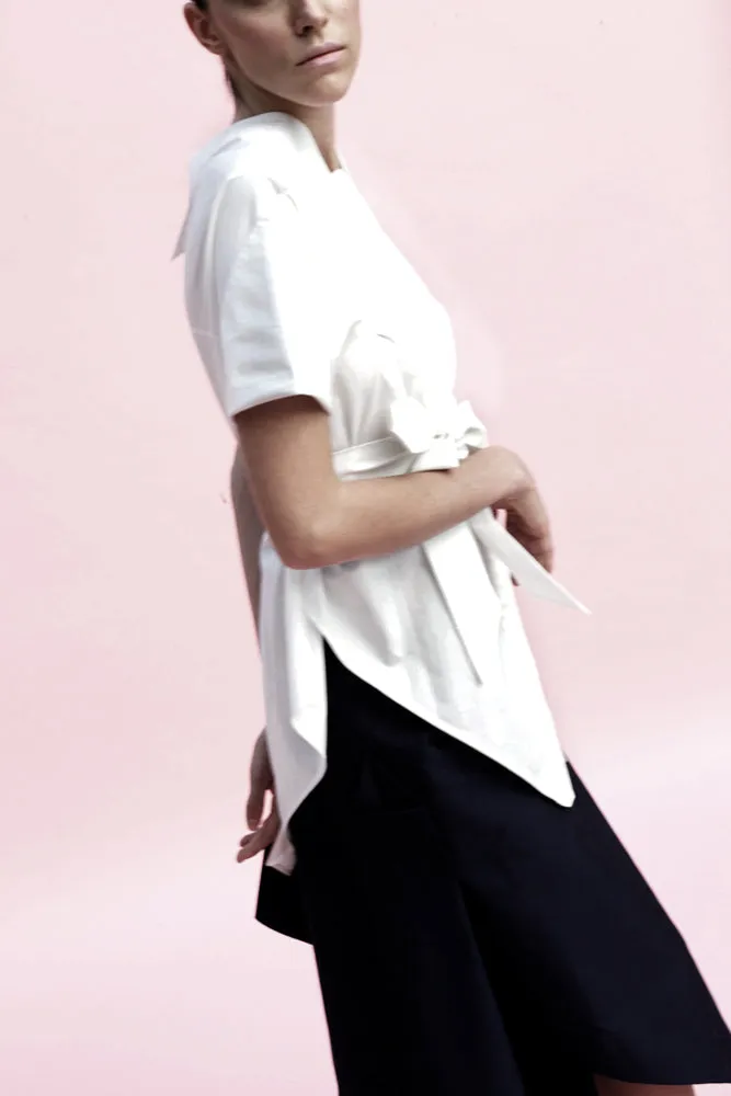 Origami Short Sleeves Classic Cotton Shirt / White