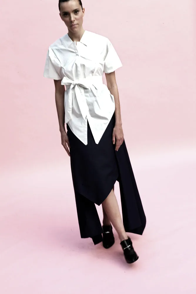 Origami Short Sleeves Classic Cotton Shirt / White