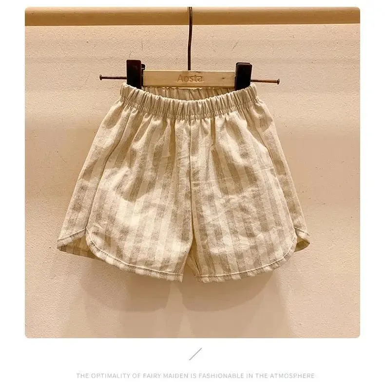 Patterned Linen Baggy Shorts for Boys