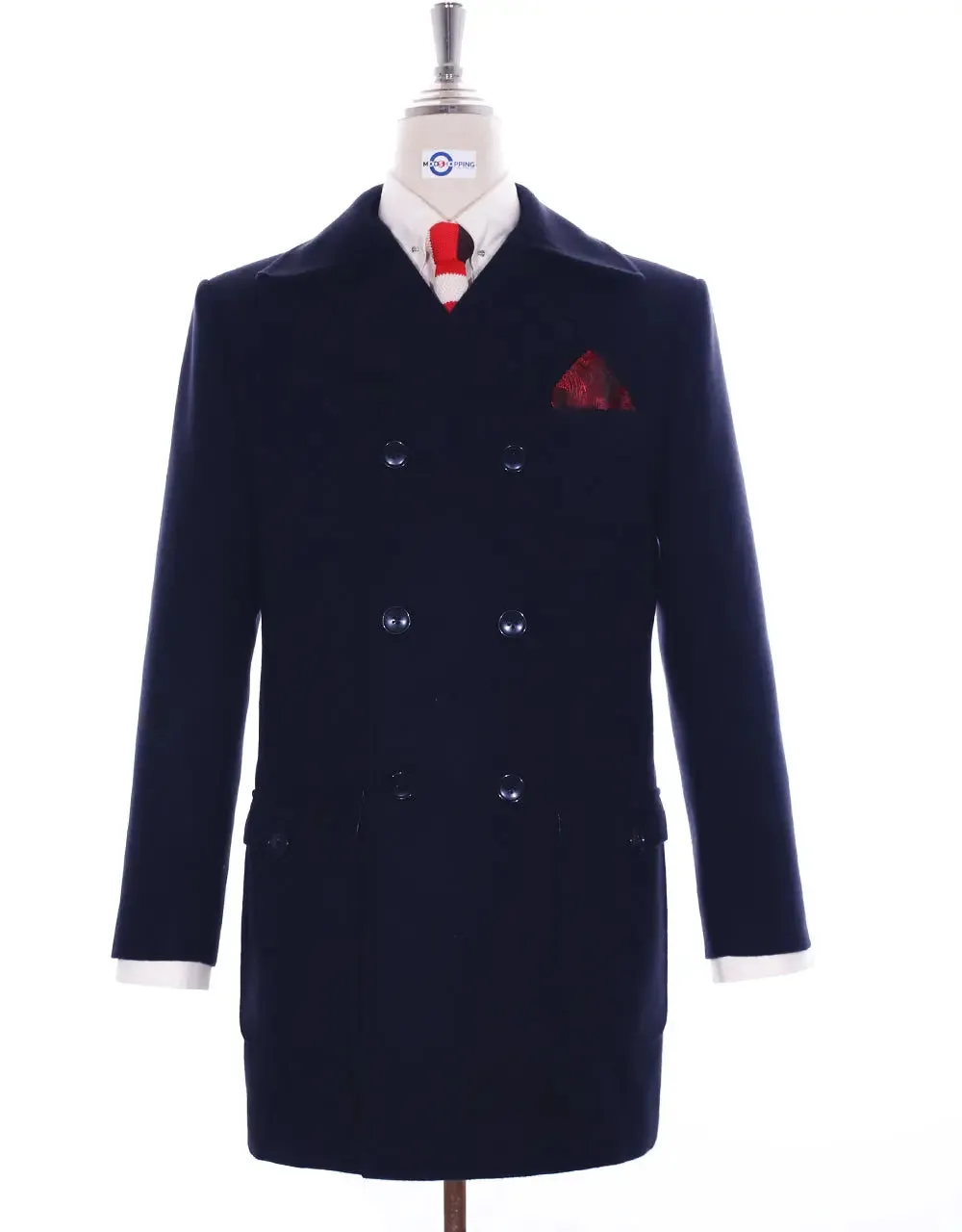 Pea Coat | Retro Vintage Mod Style Wool Classic Navy Blue Pea Coat