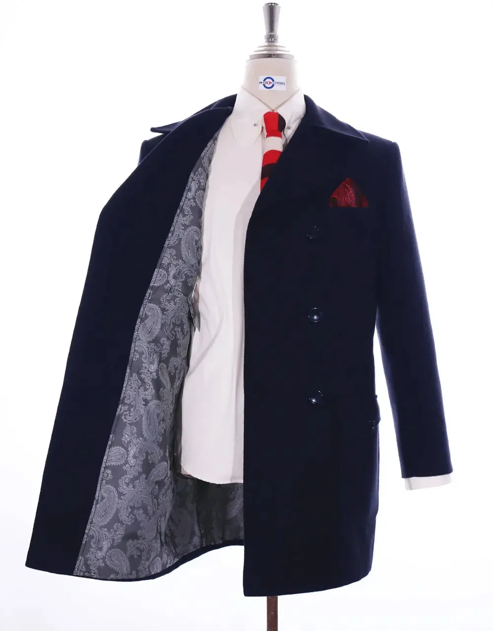 Pea Coat | Retro Vintage Mod Style Wool Classic Navy Blue Pea Coat