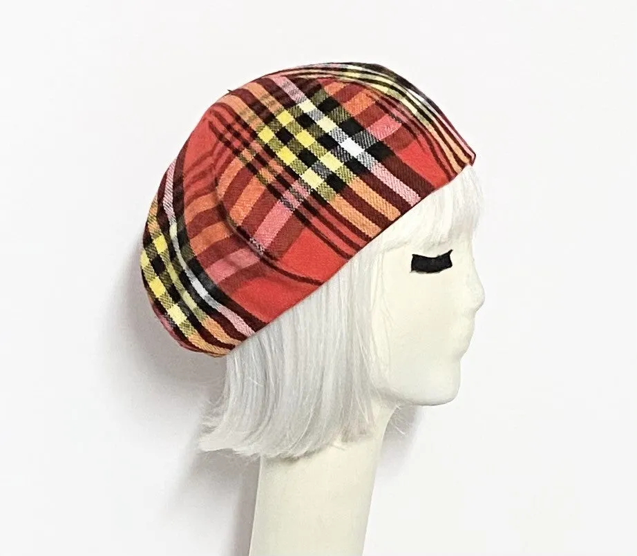 Plaid Beret Hat