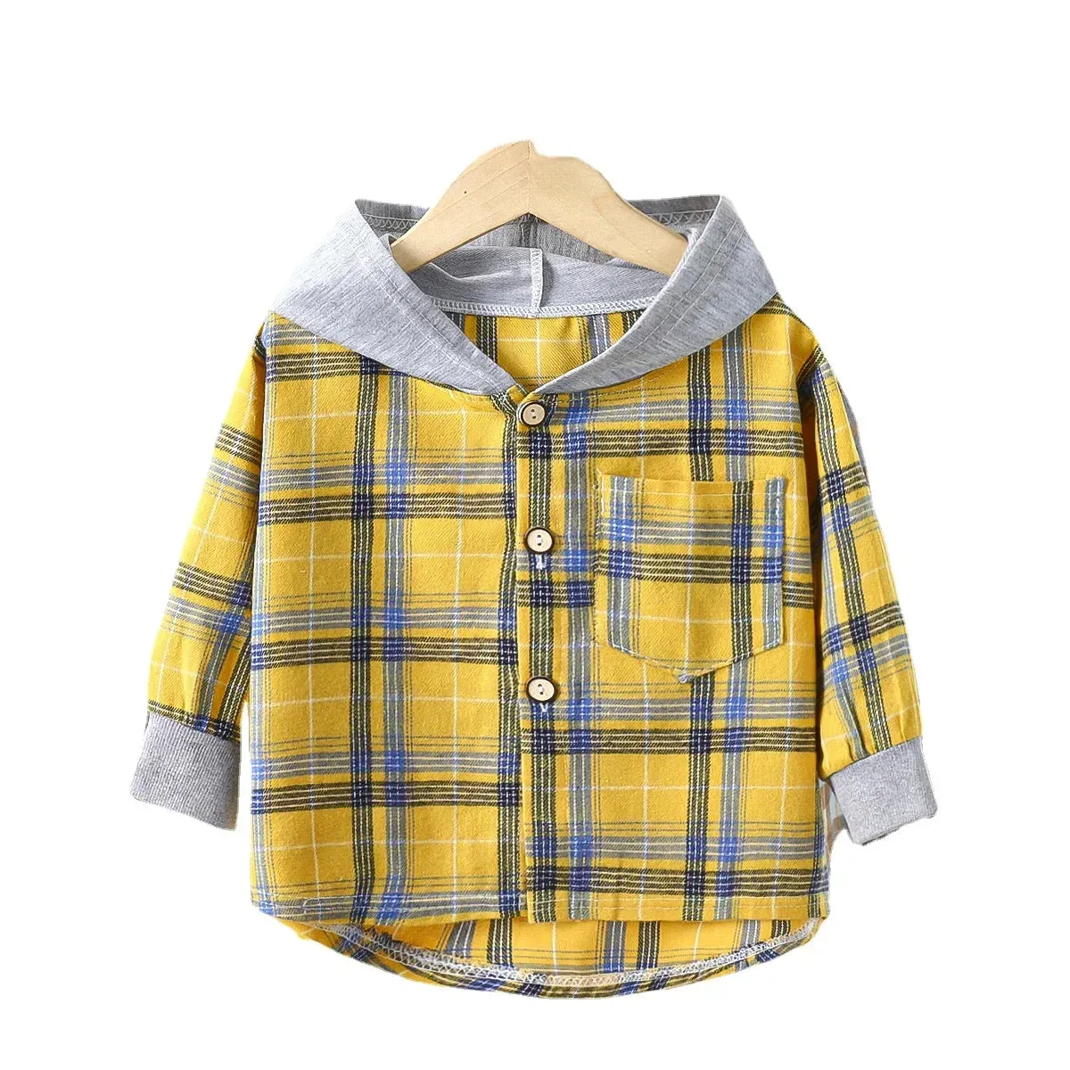 Plaid Hooded Long Sleeve Shirt