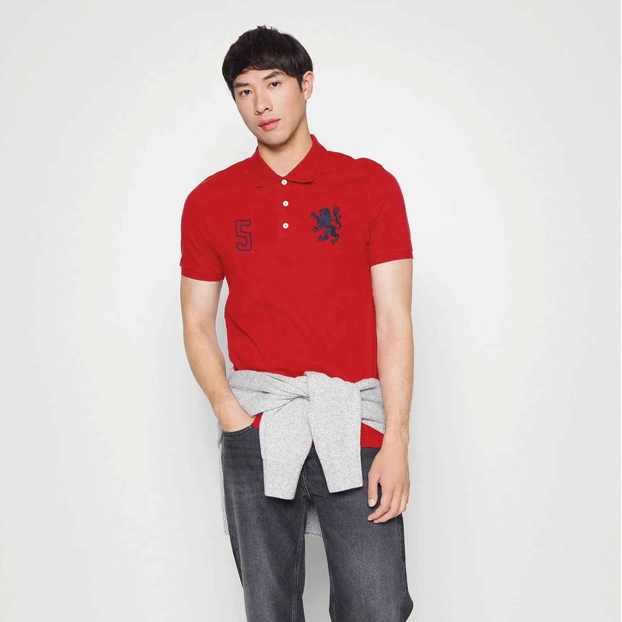 Polo Republica Men's PR Lion Logo & 5 Embroidered Polo Shirt