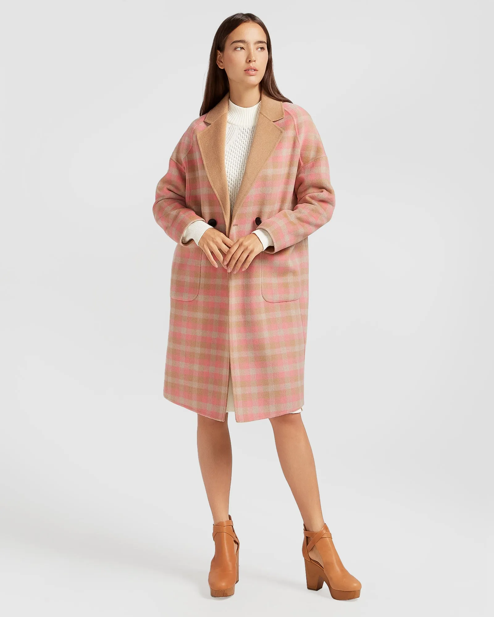 Publisher Double-Breasted Wool Blend Coat - Iced Vovo Check