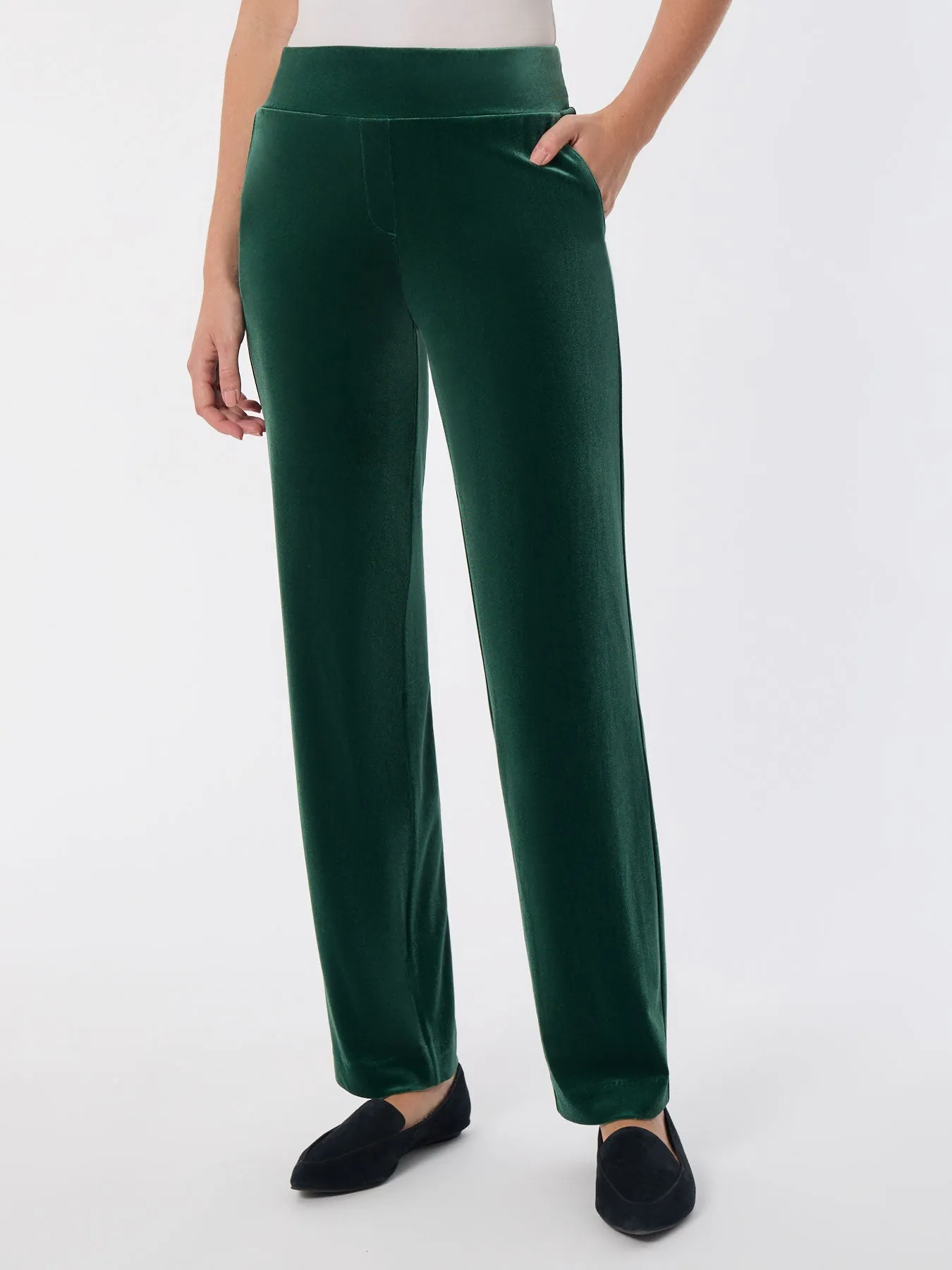 Pull-On Velour Straight Leg Pants