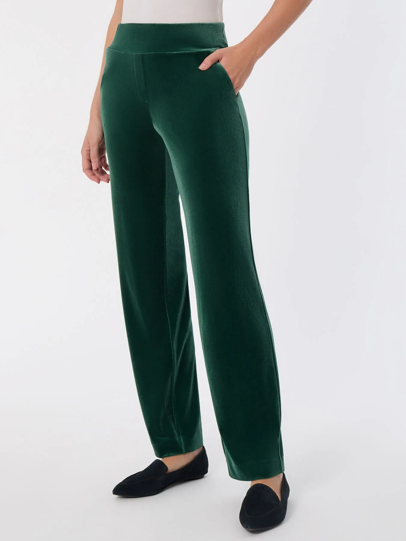 Pull-On Velour Straight Leg Pants