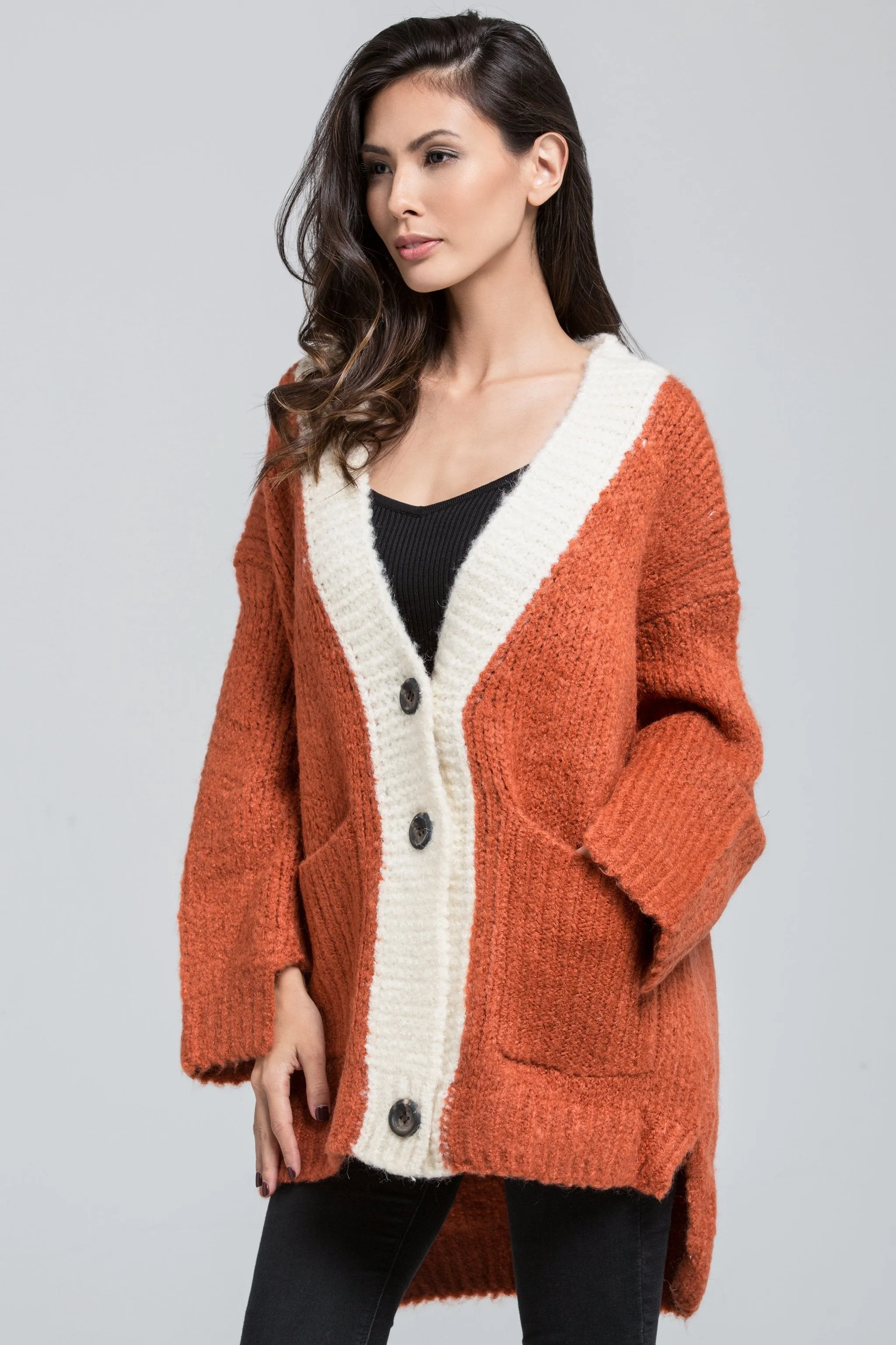 Pumpkin Wool Knit Oversized Cardigan