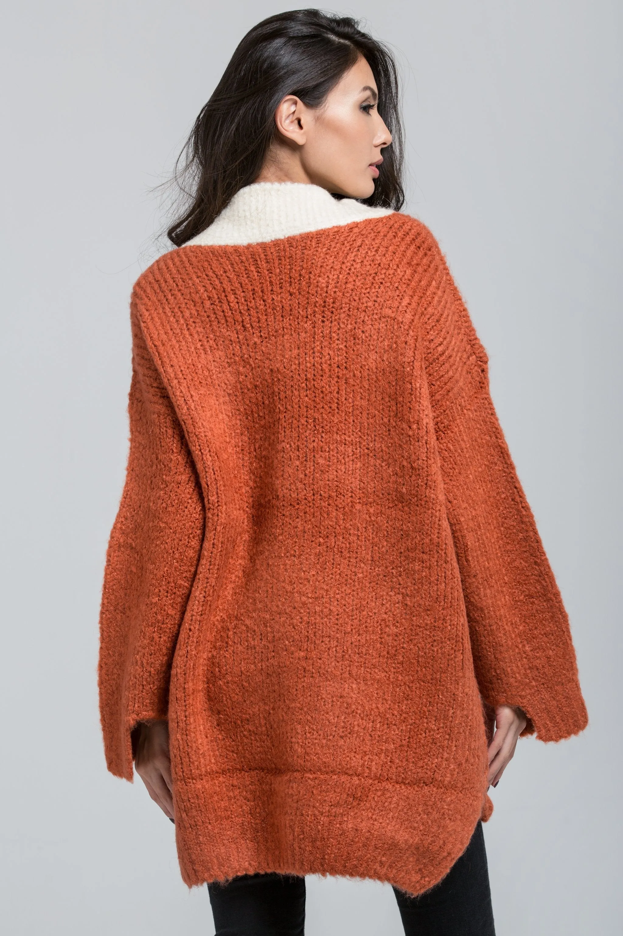 Pumpkin Wool Knit Oversized Cardigan