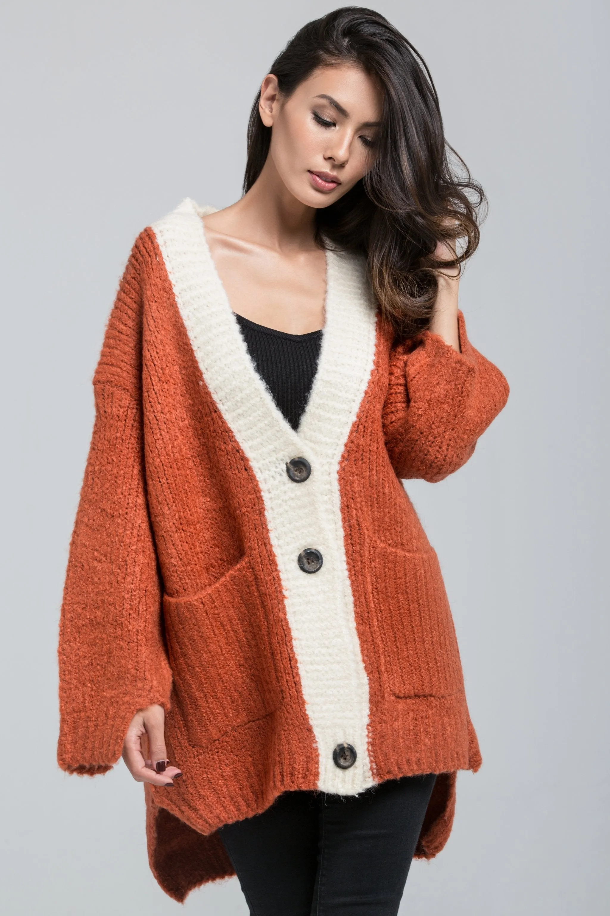 Pumpkin Wool Knit Oversized Cardigan