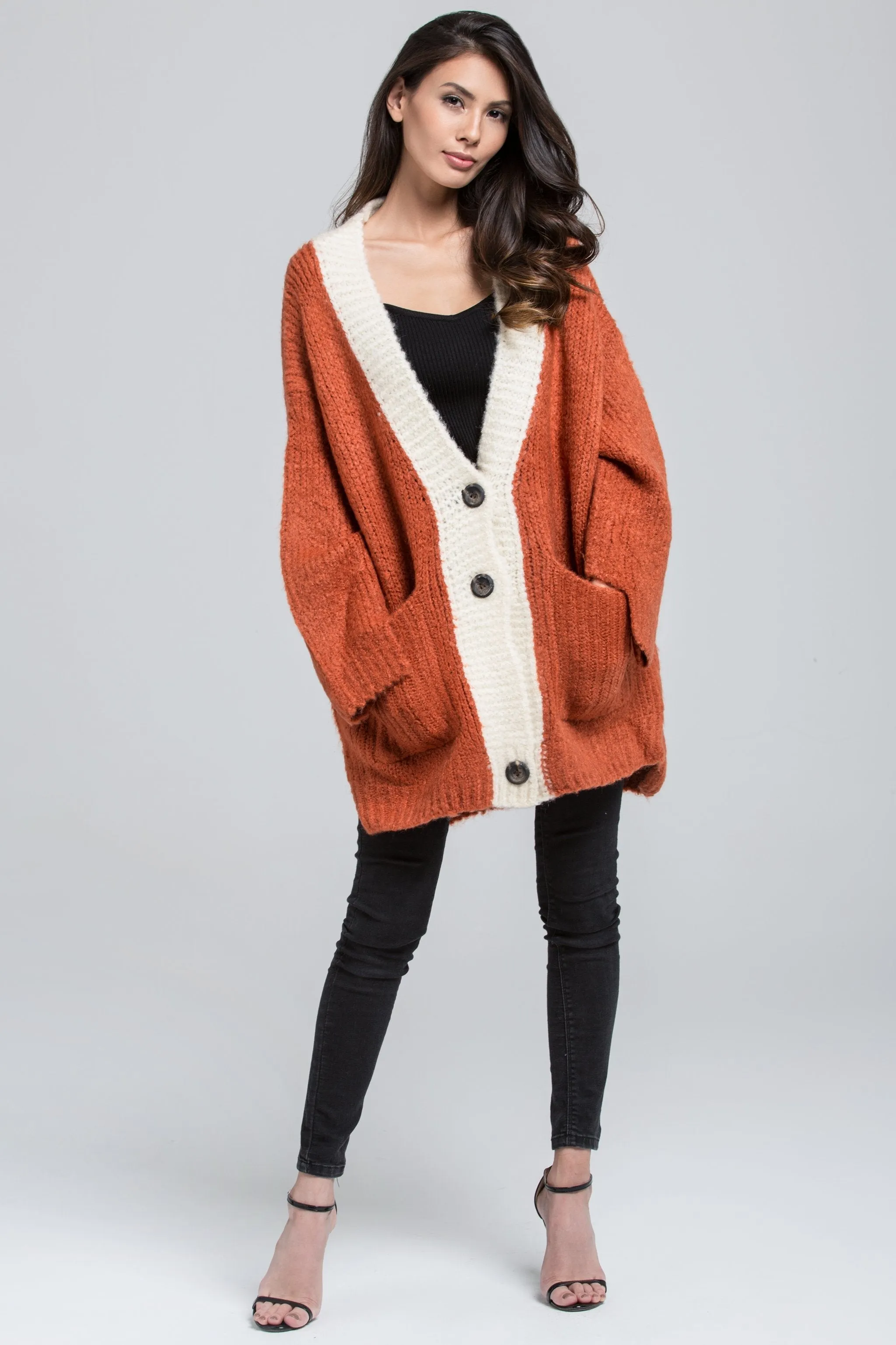 Pumpkin Wool Knit Oversized Cardigan