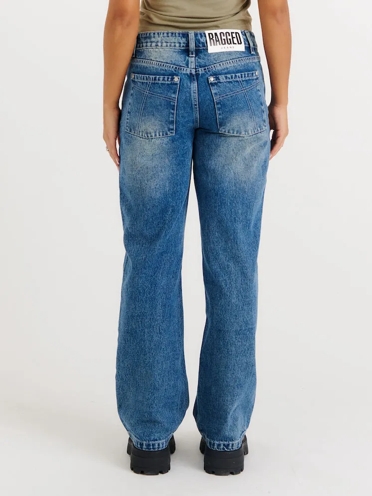 Relaxed Straight Leg Jean Blue