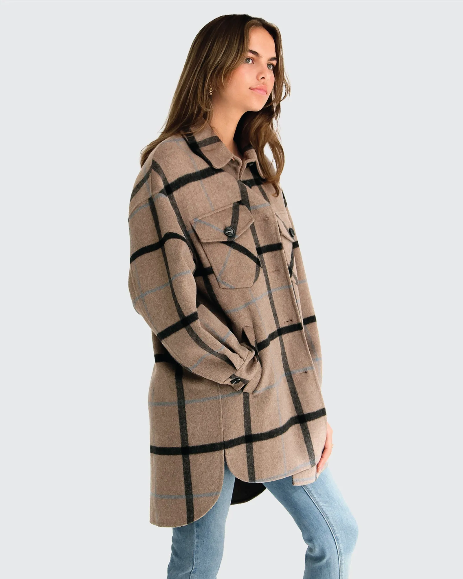 River's Edge Plaid Shacket - Oat Plaid