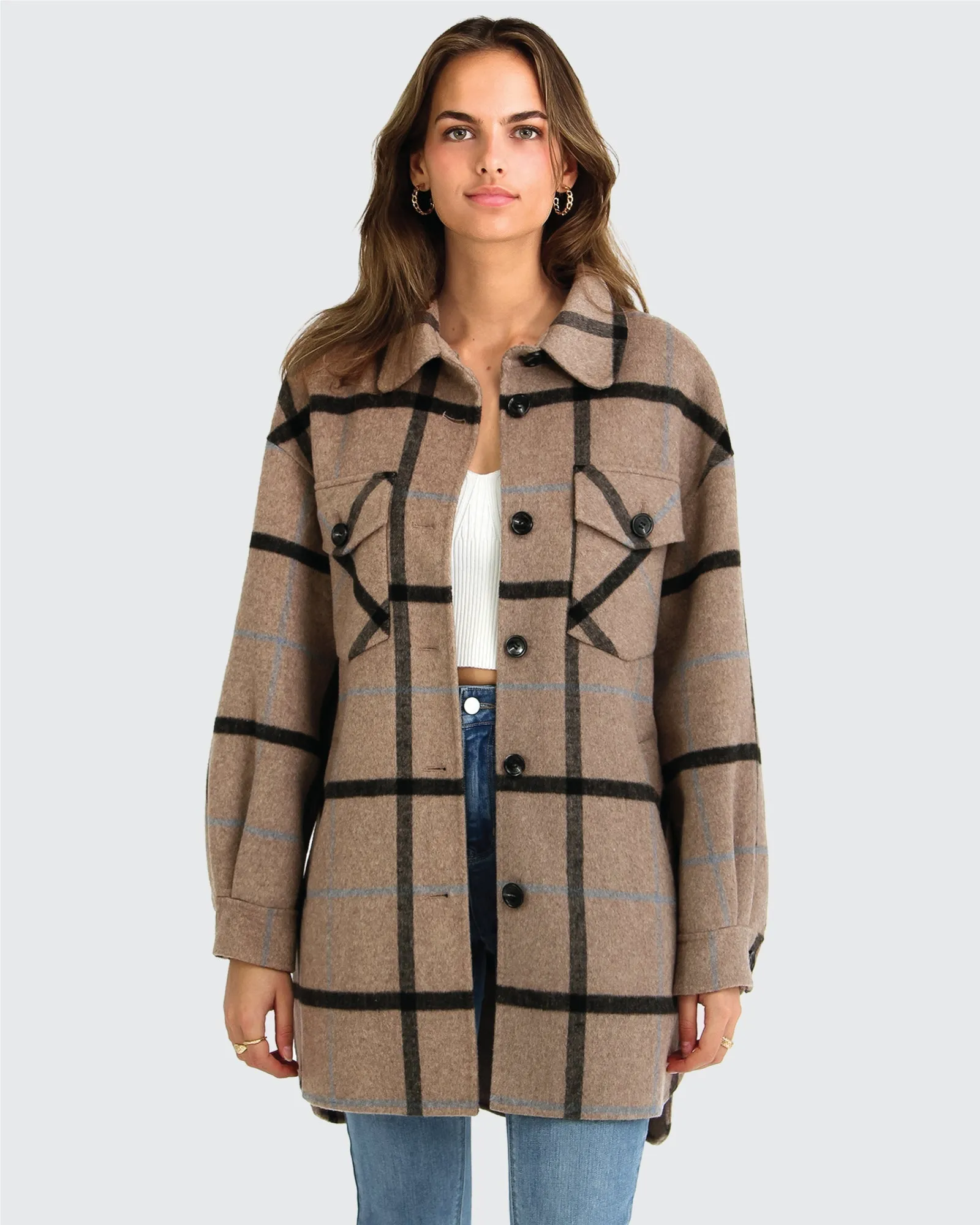 River's Edge Plaid Shacket - Oat Plaid