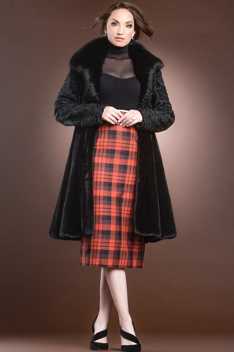 Sable - Lamb - Swing Mid Length Mink Fur Coat