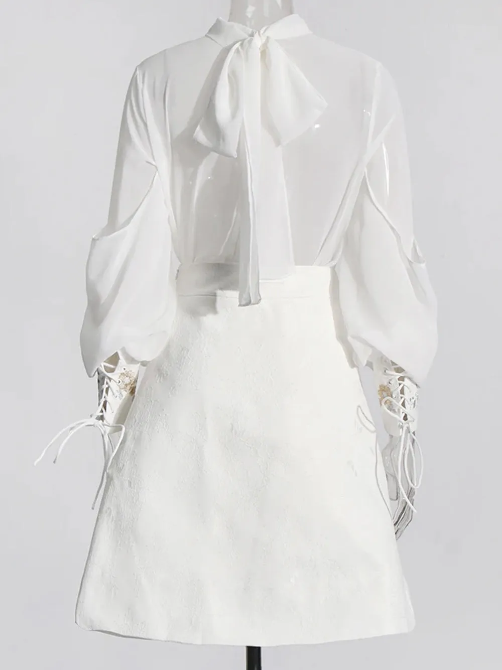 SAINTE Blouse & Skirt Set in White