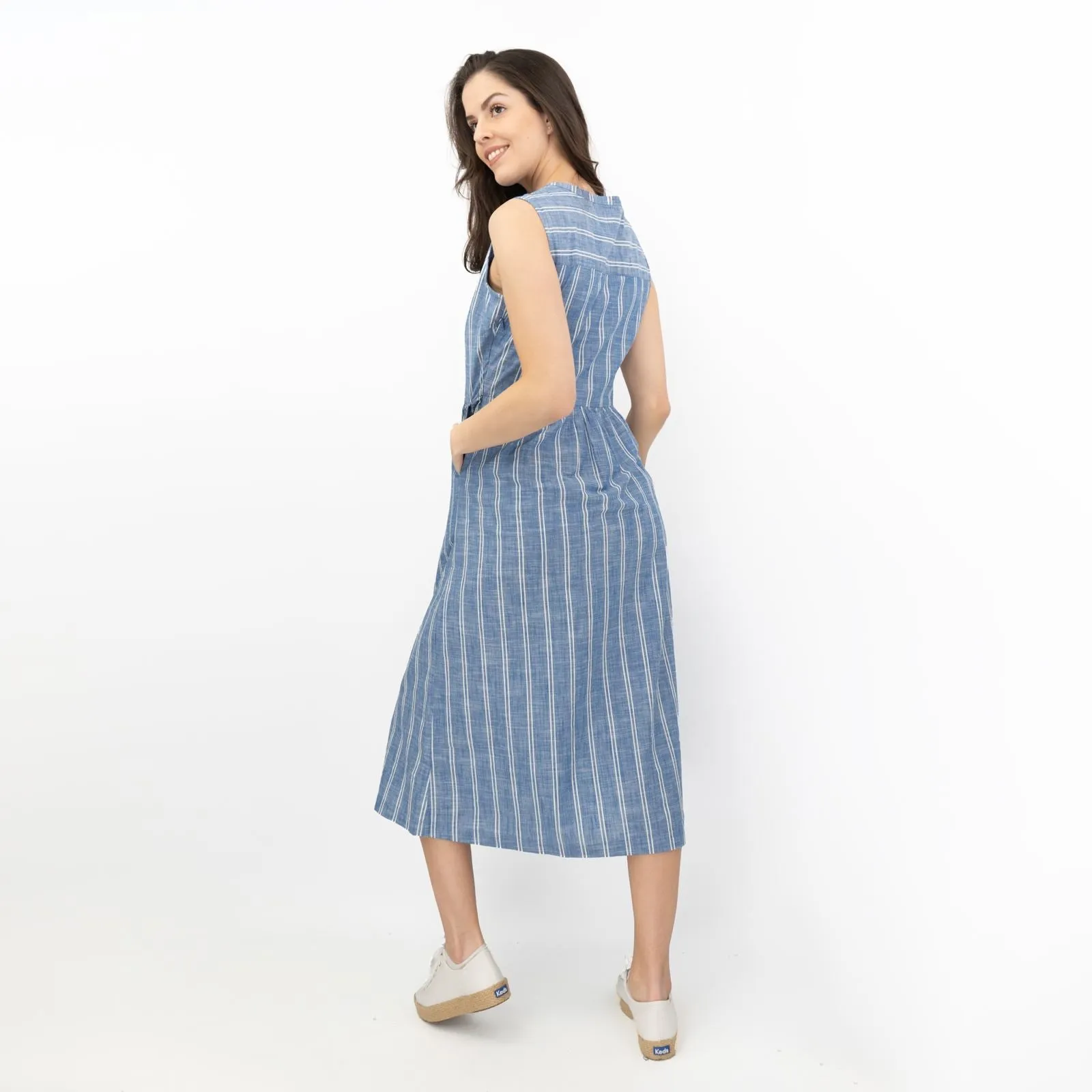 Seasalt Blue Striped Creek Cottage Midi Dress