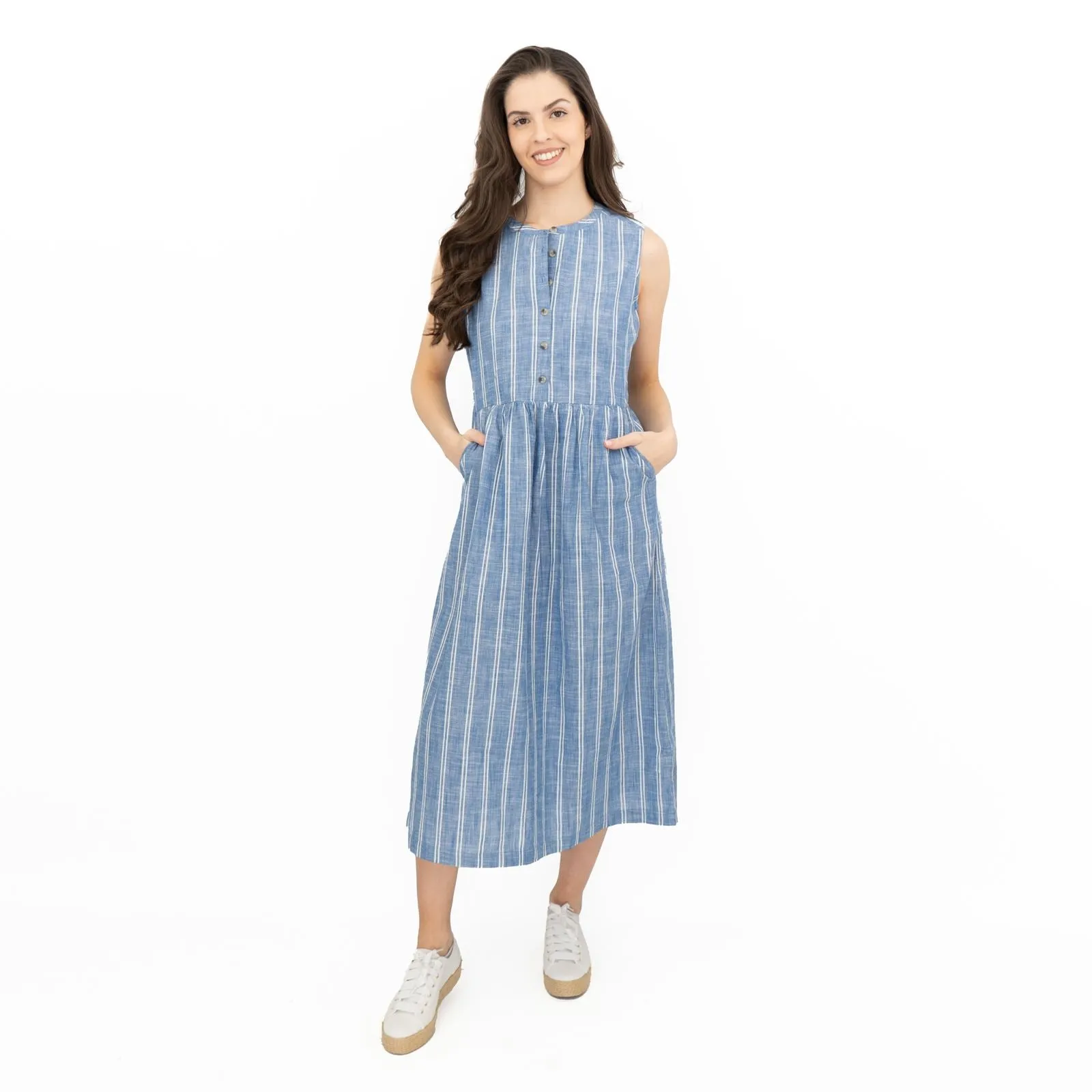 Seasalt Blue Striped Creek Cottage Midi Dress