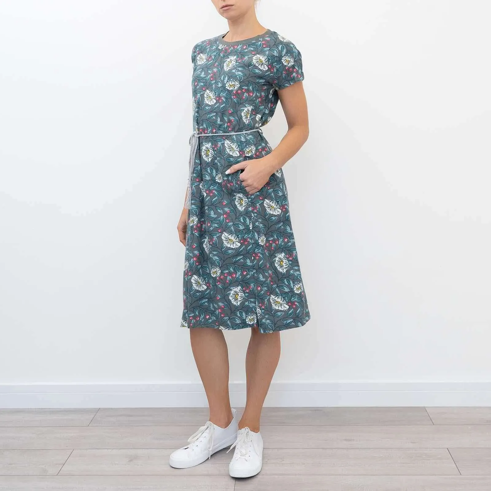 Seasalt Flower Show Short Sleeve Floral Print Cotton Jersey Short Dresses