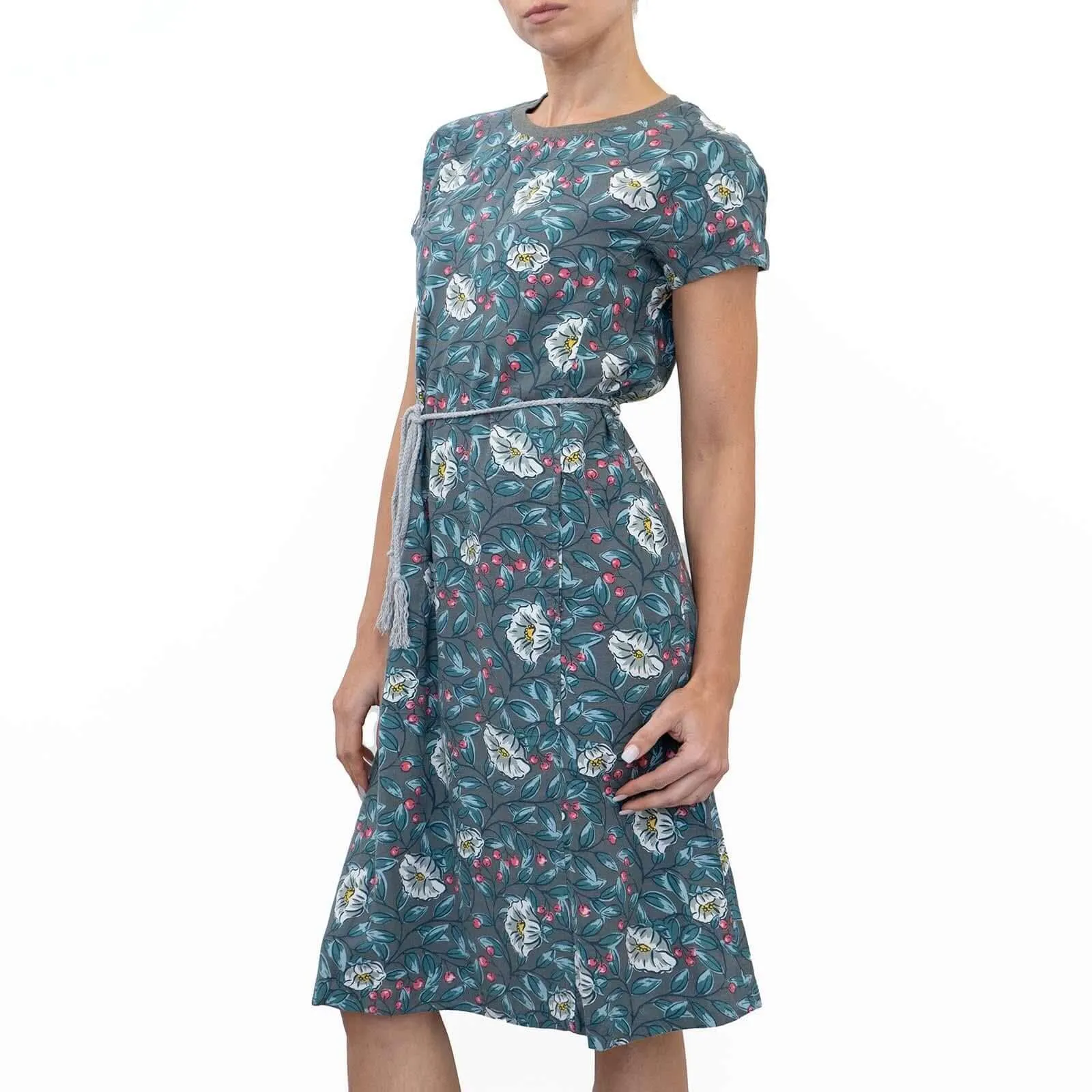 Seasalt Flower Show Short Sleeve Floral Print Cotton Jersey Short Dresses