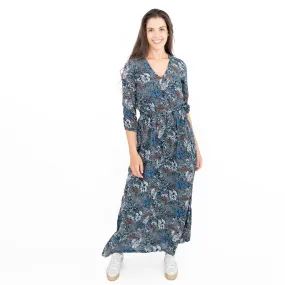 Seasalt Navy Corn Marigold Floral Print 3/4 Sleeve Maxi Dress