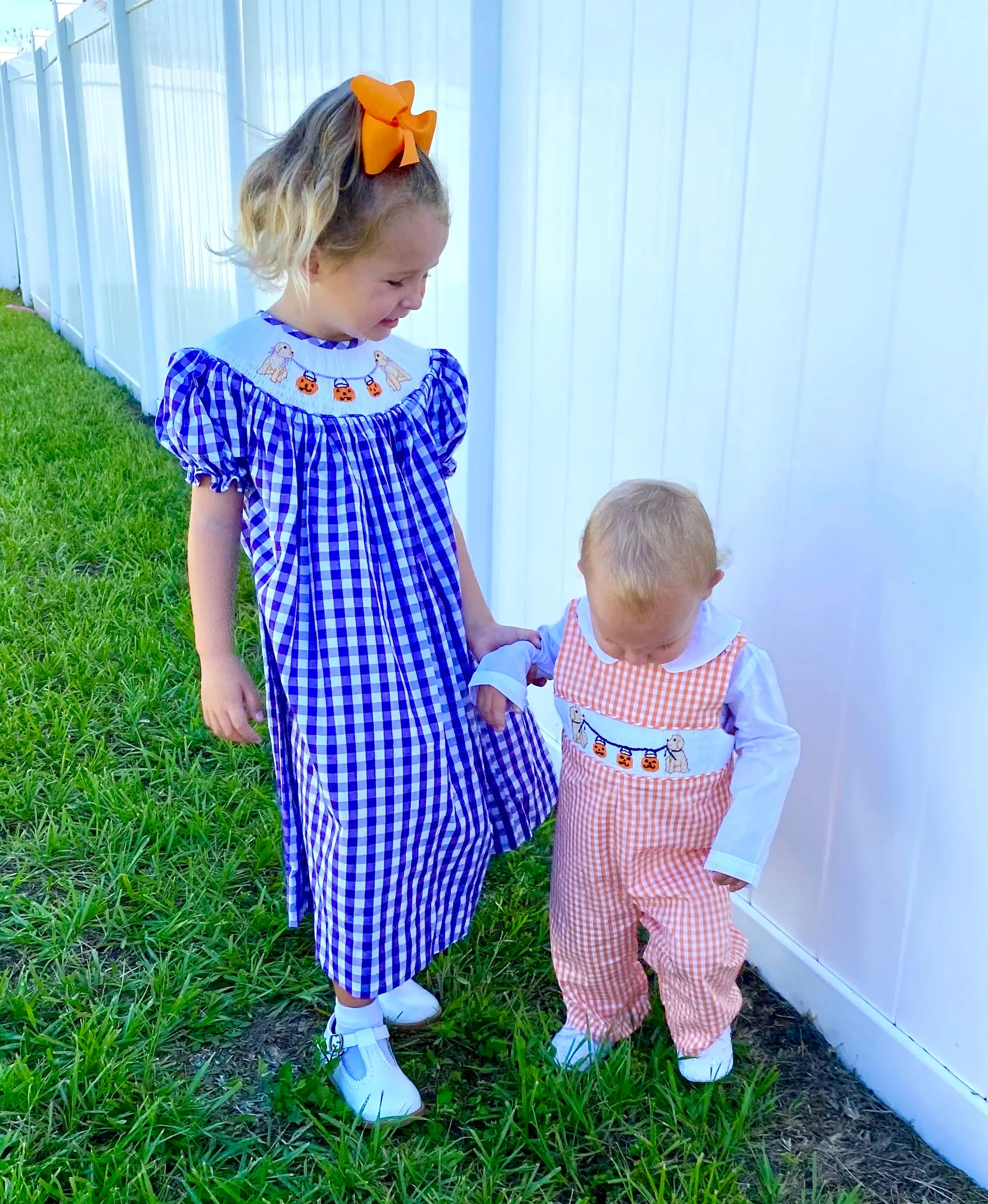 Smocked Halloween Puppy Bishop Dress