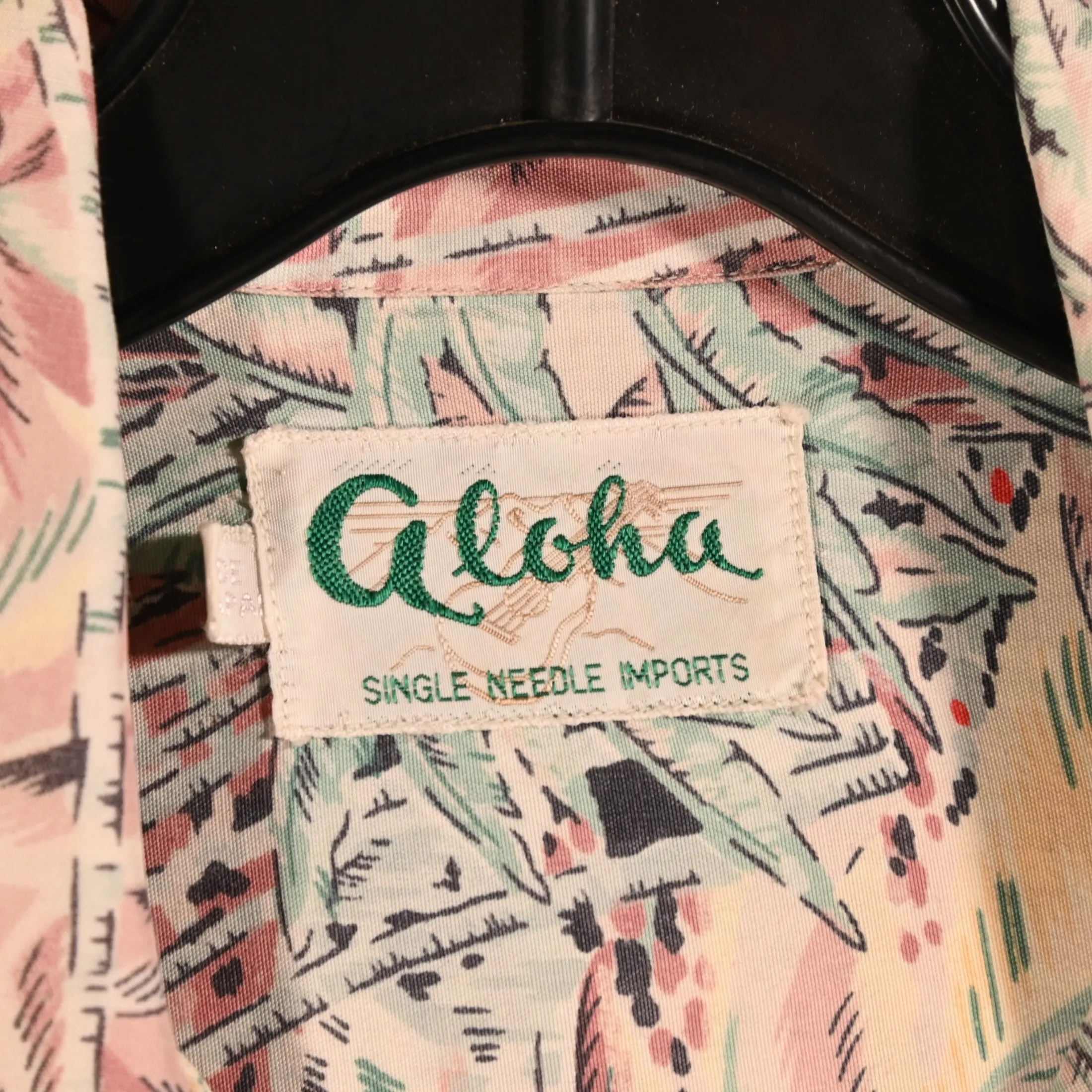 SOLD Aloha Vintage Rayon Hawaiian Shirt, Soft Pastel Tropical Print M