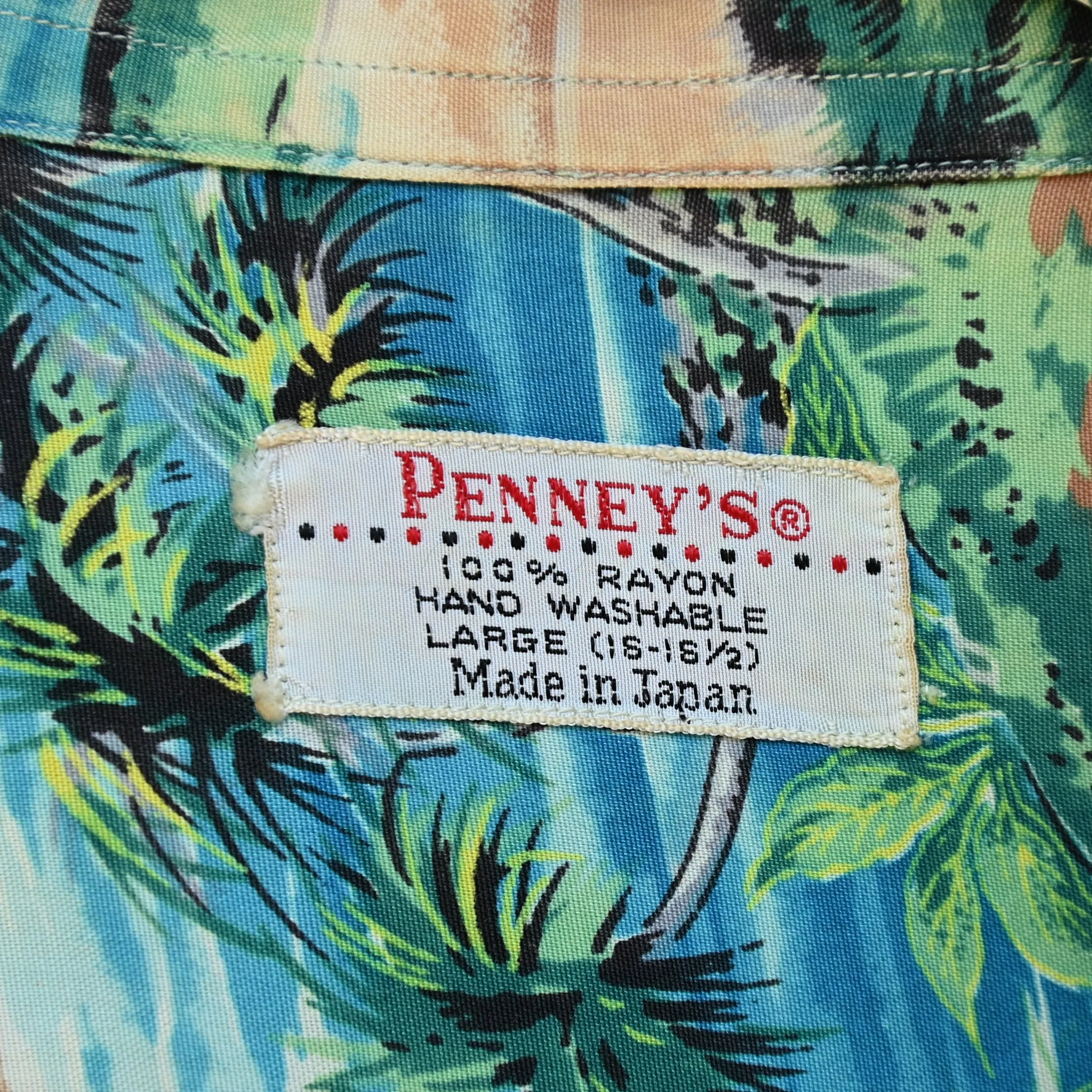 SOLD Vintage 50s Penny's Rayon Hawaiian Shirt Made in Japan  L