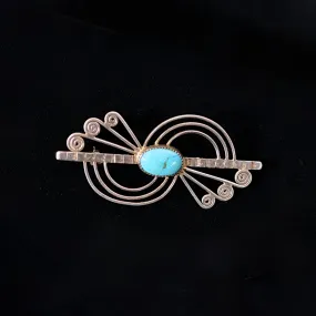 SOLD Vintage Sterling Silver Turquoise Native American Brooch 4.9 Grams