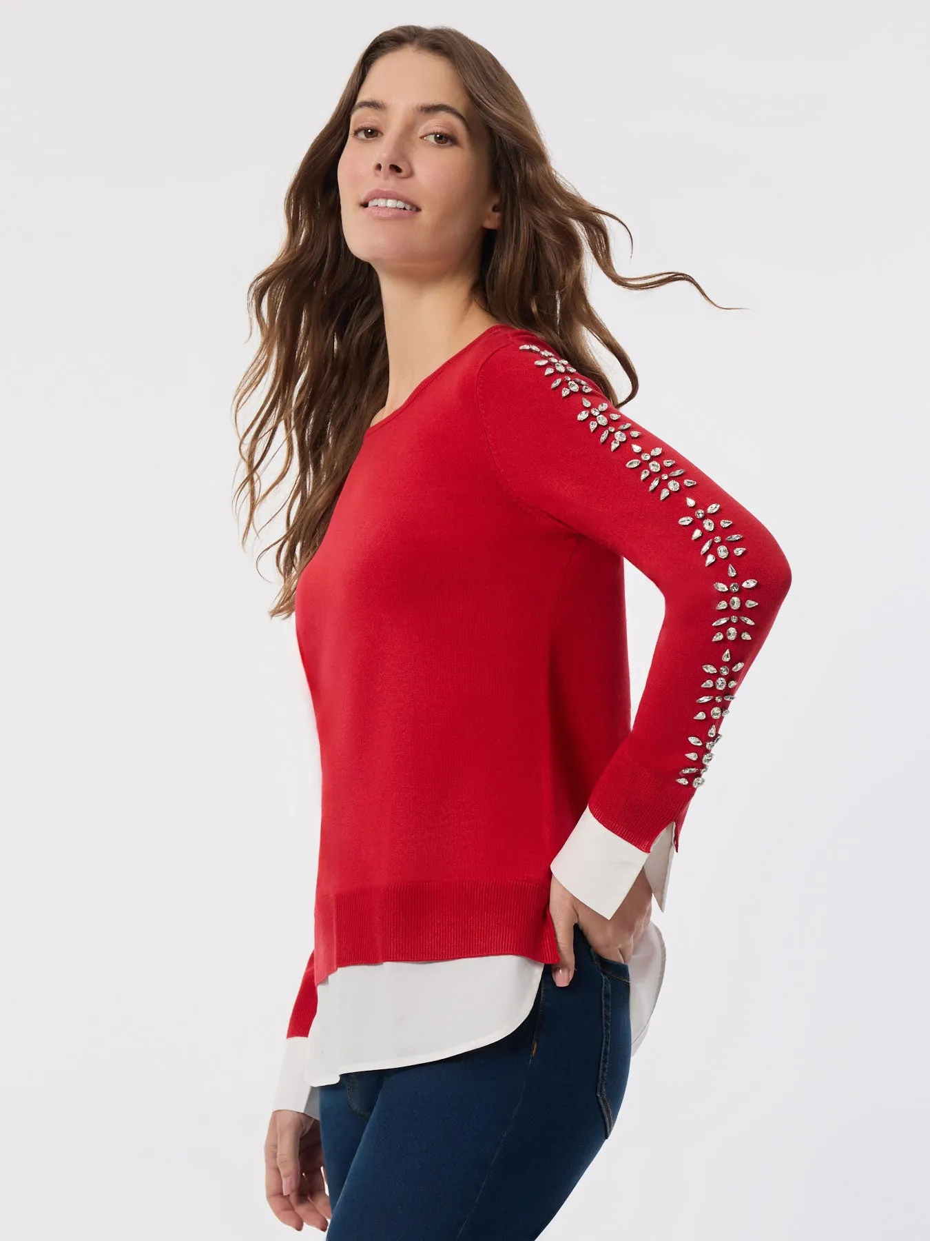 Sparkle Accent Twofer Layered Look Top