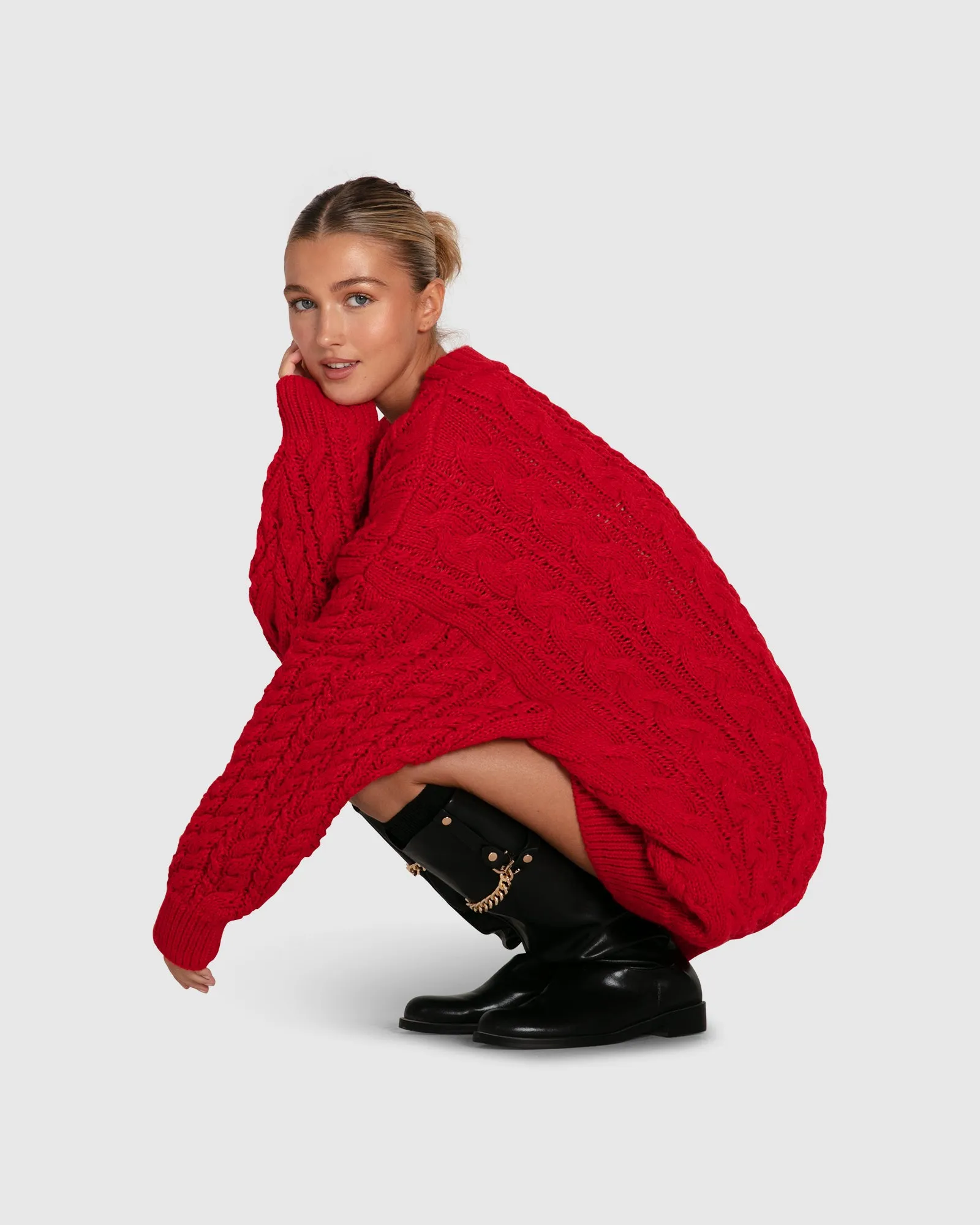 Still The One Chunky Oversize Knit - Red