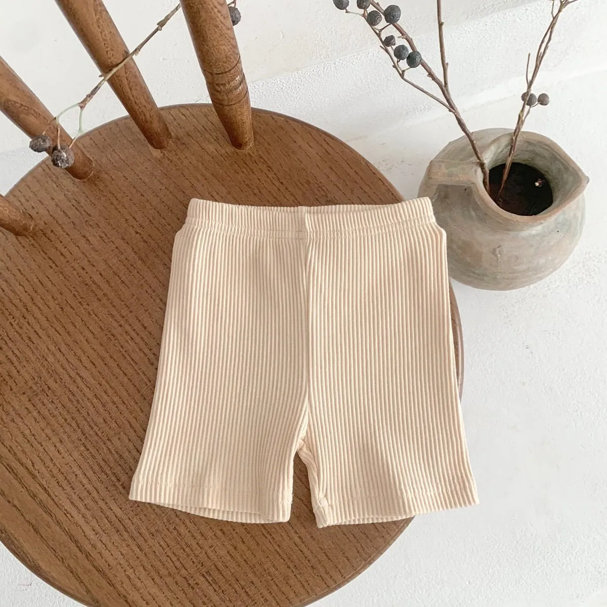 Striped Ribbed Long Shorts