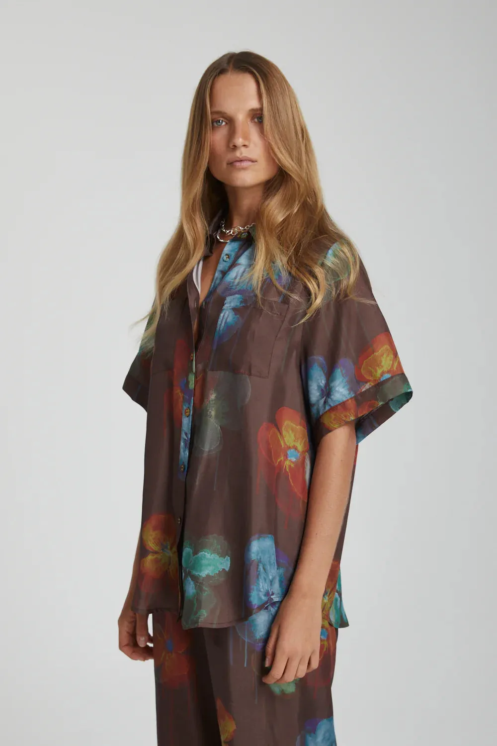 Summi Summi -  Pansy Drip Button Up Shirt