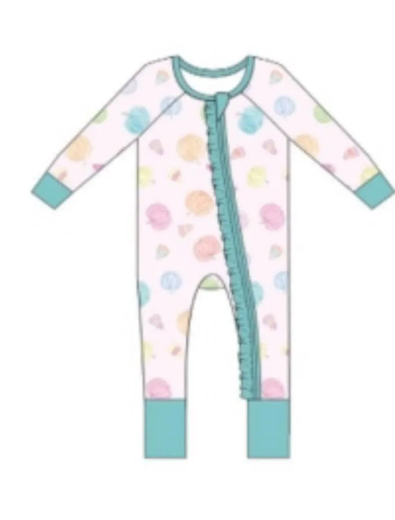 Sweet Bay Clothing - Pink Pumpkin Zipper Onesie W/Ruffle