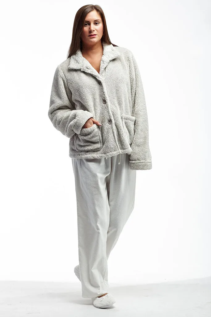 Taupe Fleece Bed Jacket