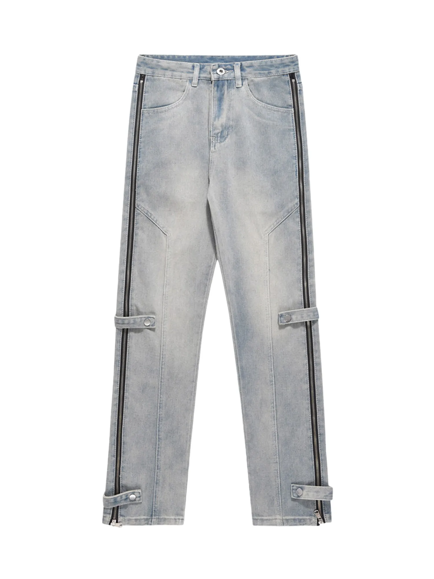 Thesupermade High Street Hip-hop Zipper Straight Jeans